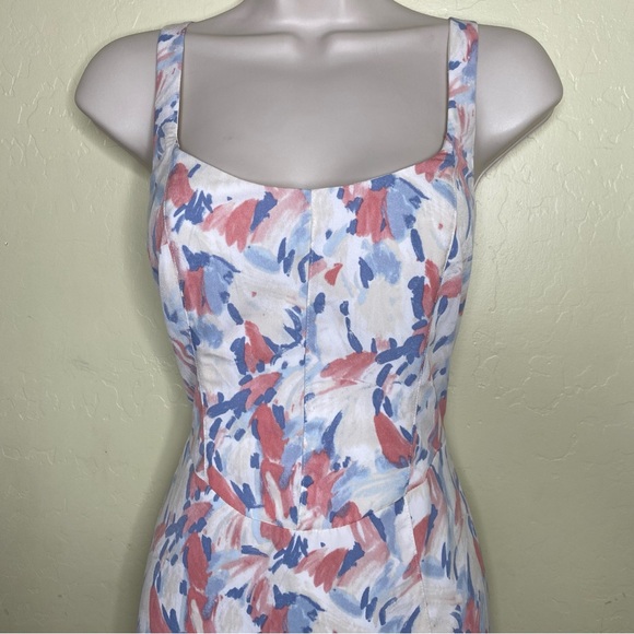 Abercrombie & Fitch Pink and Cream Printed Halter Midi Dress with Slit Size S - Picture 3 of 14